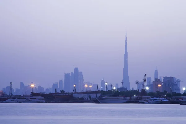 Tramonto Dubai Vista Sulla Città Emirati Arabi Uniti — Foto Stock