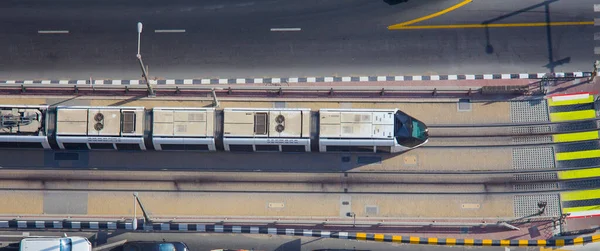 Dubai Toplu Taşıma Için Tramvay Hava Görünümü — Stok fotoğraf