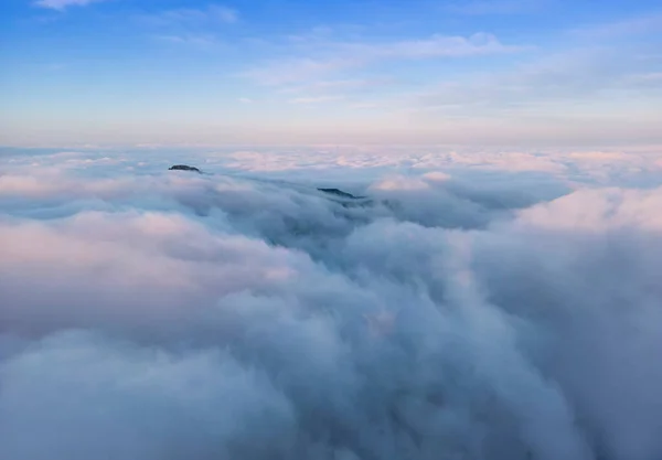 在云彩之上的山顶上的空中越野鸟 罗马尼亚Ceahlau — 图库照片