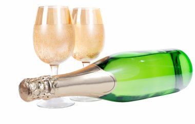 bir şişe ve gözlüğü izole