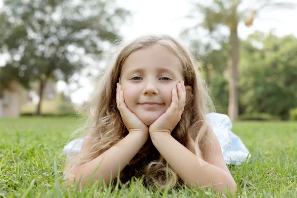 Happy blond baby girl — Stock Photo, Image