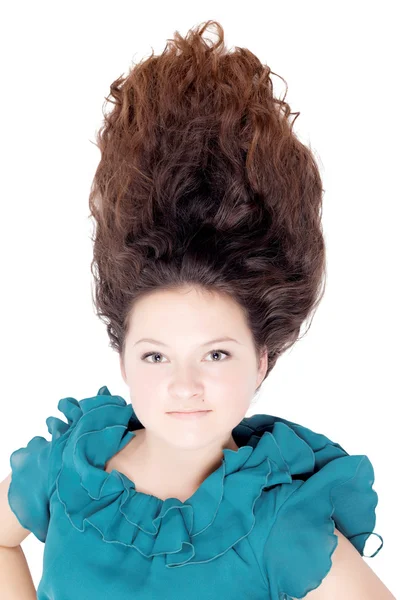 Cute girl with long curly hair — Stock Photo, Image