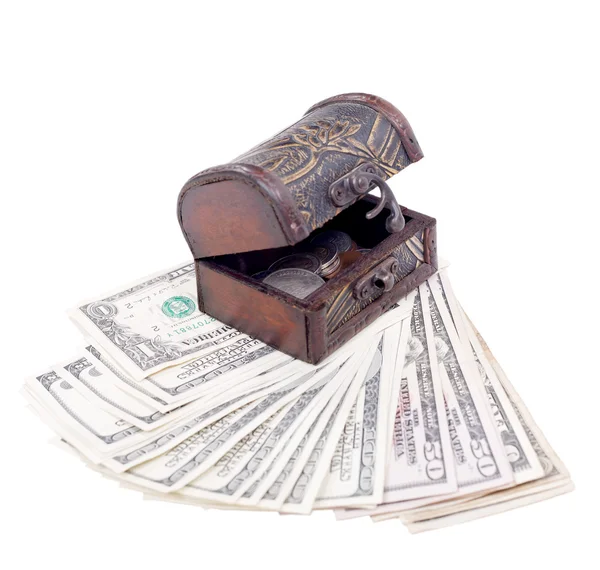 Money in the chest and below — Stock Photo, Image