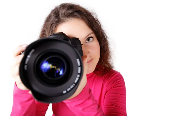 Jetzt wird sie mit der Kamera fotografiert — Stockfoto