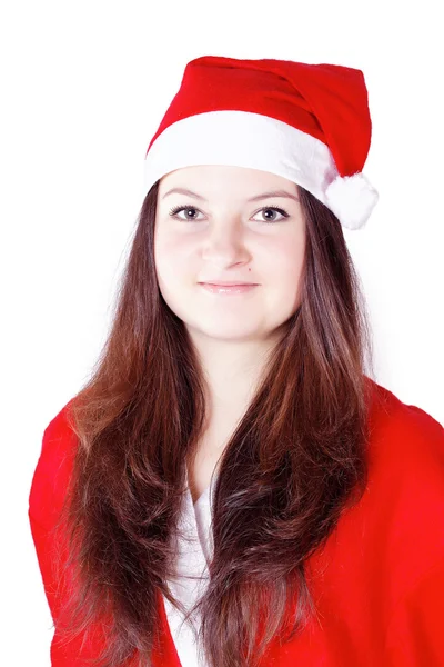 Hübsche junge Dame als Weihnachtsmann verkleidet — Stockfoto