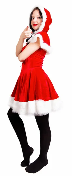 Chica posando vestida como Santa aislada Navidad —  Fotos de Stock