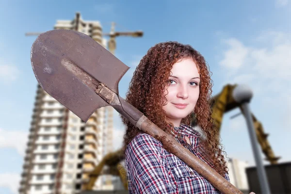 A lány a szakma builder — Stock Fotó