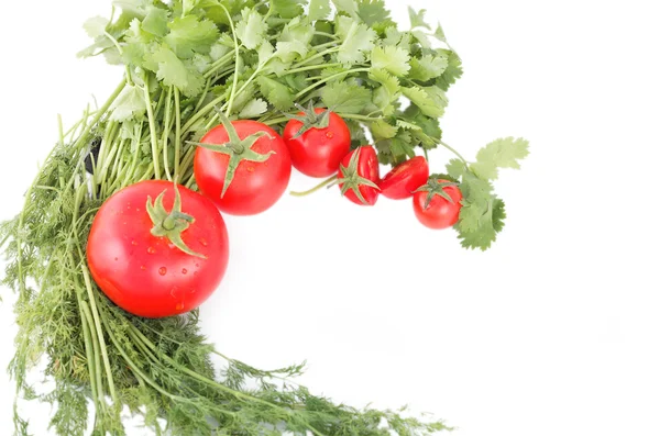 Pomidory i zioła, zdrowa żywność — Zdjęcie stockowe