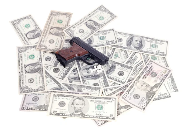 Weapons and money and drugs — Stock Photo, Image