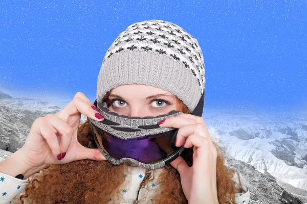 Portret van mooie snowboarders winter — Stockfoto