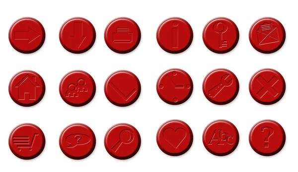 Set di pulsanti di icone in rosso — Foto Stock