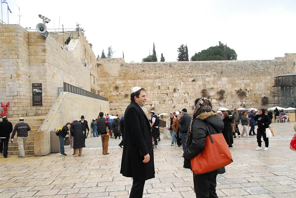 As antigas muralhas de Jerusalém vistas — Fotografia de Stock