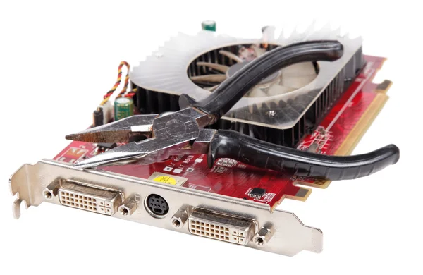 Repair video card close-up — Stock Photo, Image