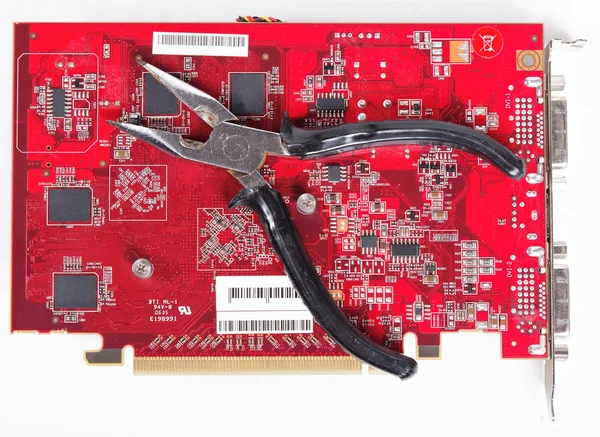 Quality repair computer video card — Stock Photo, Image