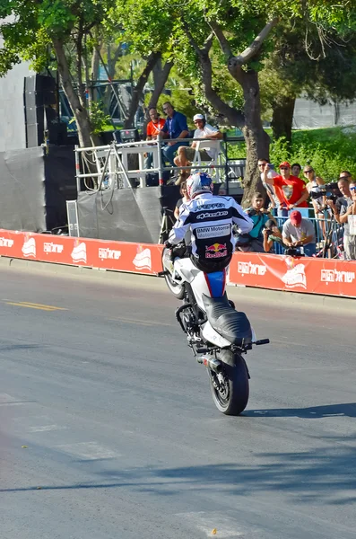 Kudüs İsrail 13 Haziran 2013 chris pfeiffer ünlü motosiklet yarışçısı, stunts onun için ünlü. — Stok fotoğraf