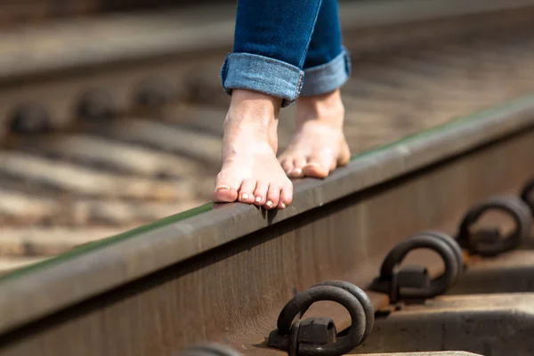 足は鉄道のクローズ アップです。 — ストック写真
