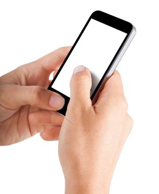 izole elinde cep telefonu