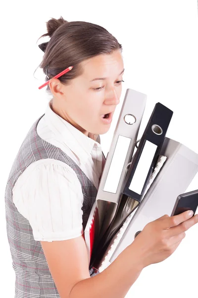 Pretty business woman with documents — Stock Photo, Image