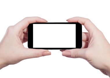 üzerinde bir izole kadın elinde telefon