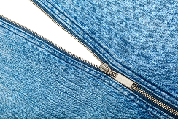 Jeans cloth background with zipper — Stock Photo, Image