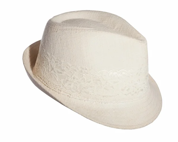 Beżowy kapelusz na białym tle — Zdjęcie stockowe
