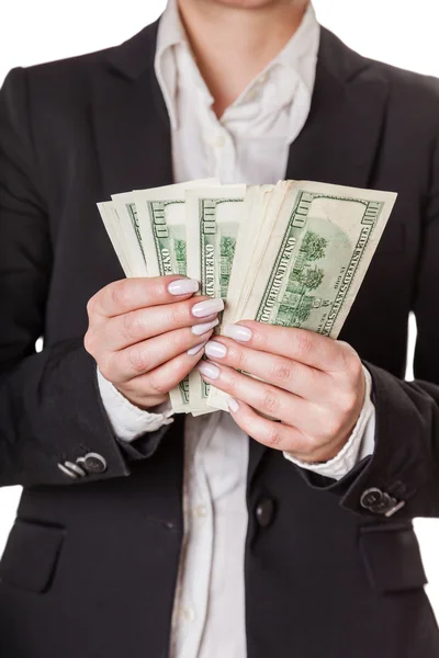 Businesswoman counting money — Stock Photo, Image