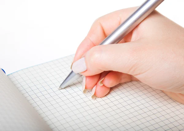 Hand writing in a notebook — Stock Photo, Image