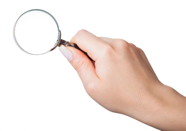 Magnifier in hand — Stock Photo, Image