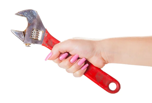 Spanner in hand — Stock Photo, Image