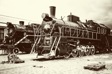 Retro eski tren lokomotifler