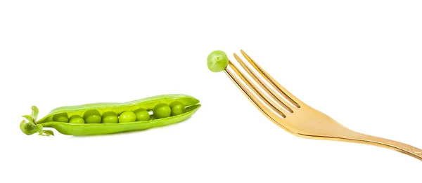 Fagioli di pisello su una forchetta — Foto Stock