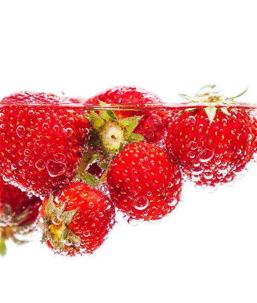 Fresh strawberries with bubbles — Stock Photo, Image