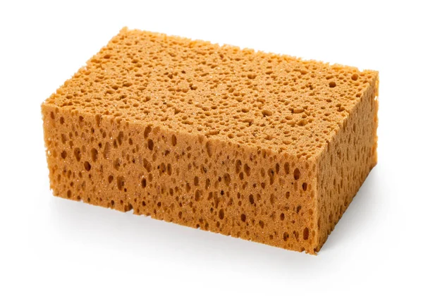 Beige Sponge Closeup White Isolated Background — Stock Photo, Image