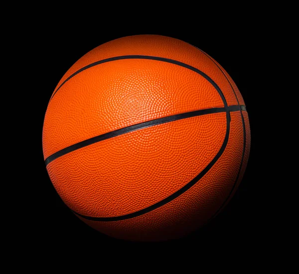 Nieuwe Basketbal Bal Closeup Zwarte Achtergrond — Stockfoto