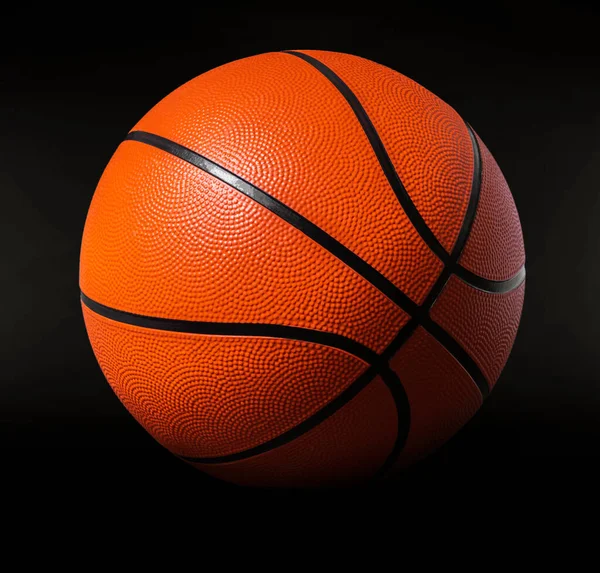 Novo Bola Basquete Closeup Fundo Preto — Fotografia de Stock