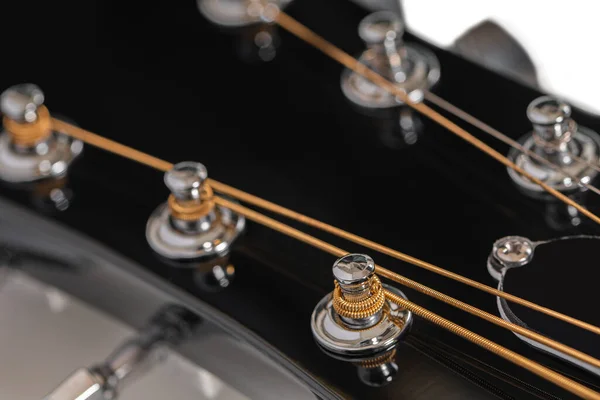 Musical Background Black New Guitar Strings Closeup — Stock Photo, Image