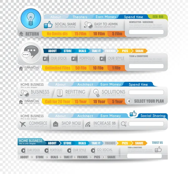 Samling av webb-element - olika mallar — Stock vektor