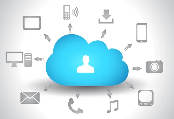 Cloud Computing concepto de fondo con una gran cantidad de iconos — Vector de stock