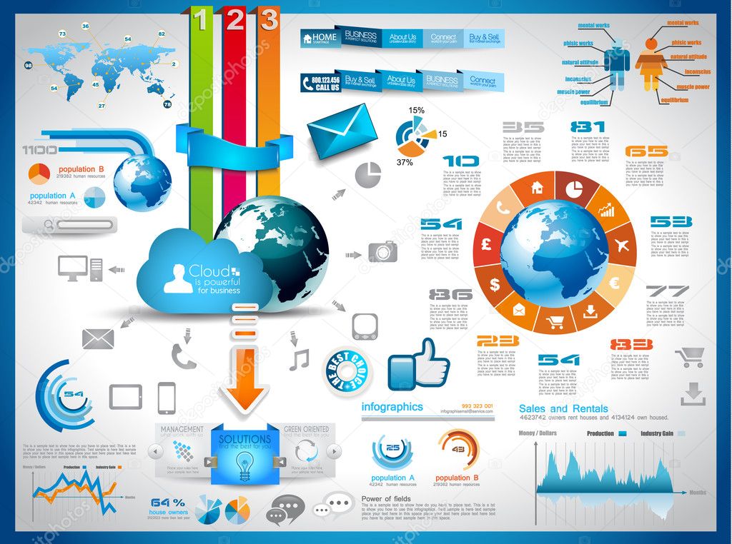 Infographics Elements for cloud computing graphs