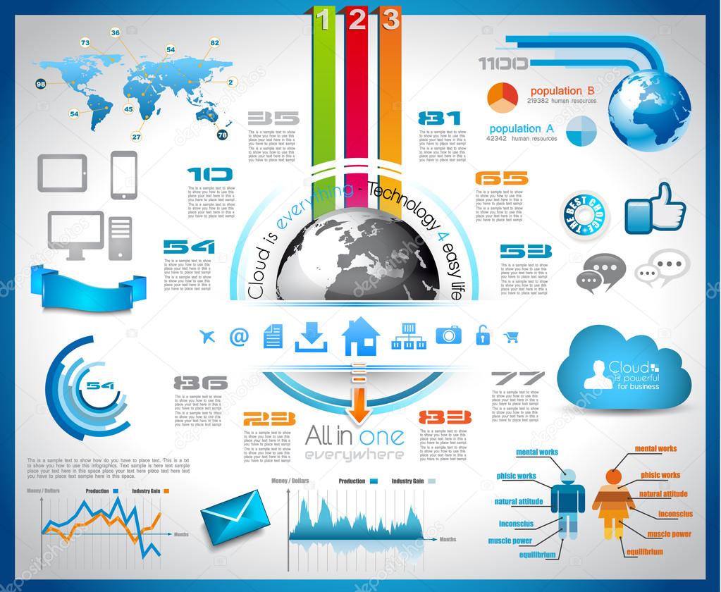 Infographic with Cloud Computing concept