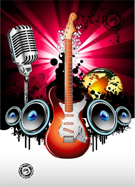 Electric Guitar Music Background — Stock Vector