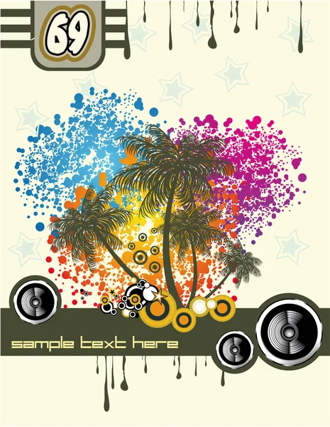 Musique tropicale Disco Flyer — Image vectorielle