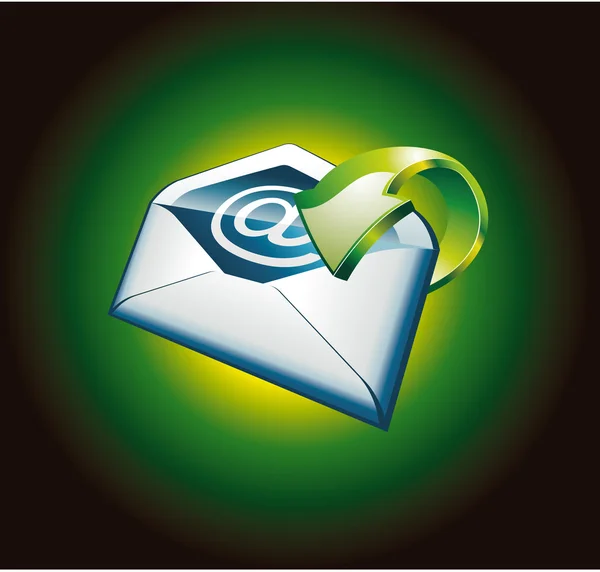 Green Important Email Icon — Stock Vector