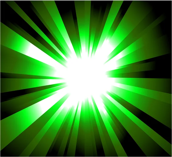 Zelené paprsky exploze — Stockový vektor