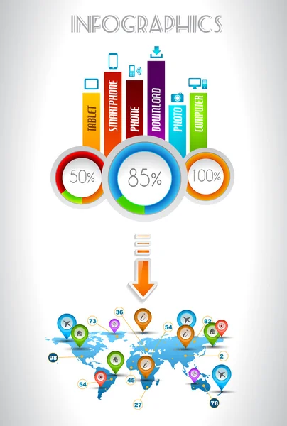 Elementi infografici - set di etichette cartacee — Vettoriale Stock