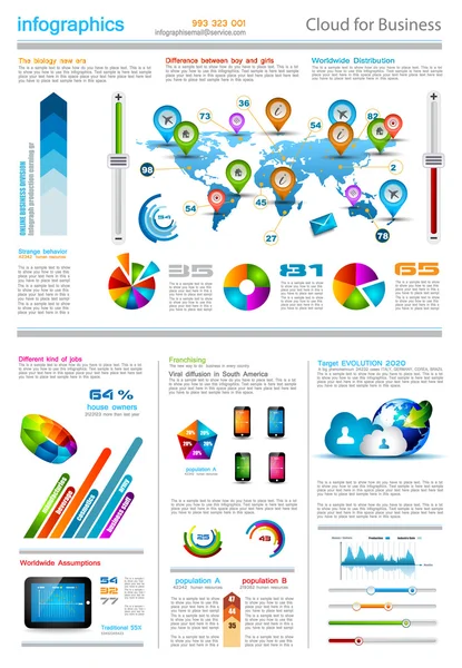 Infographic 요소-종이 태그의 설정 — 스톡 벡터