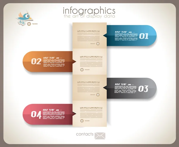 Infographic σχεδιασμός - αρχικές Ετικέτες χαρτί — Διανυσματικό Αρχείο