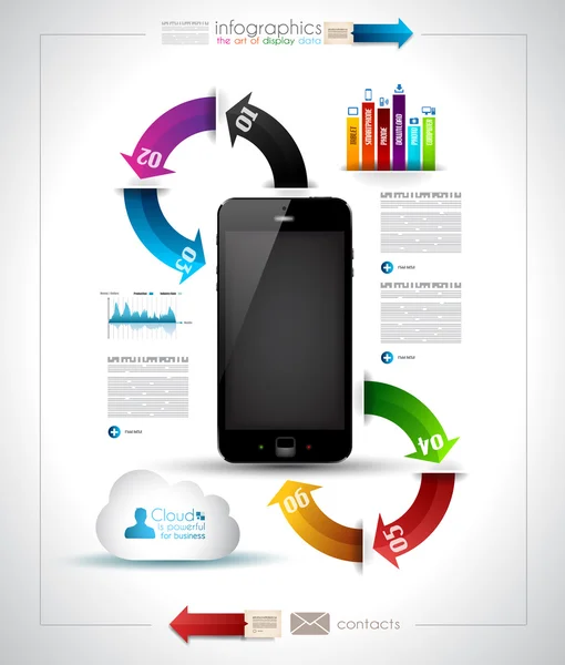 Infographics desgin mall med telefonen — Stock vektor