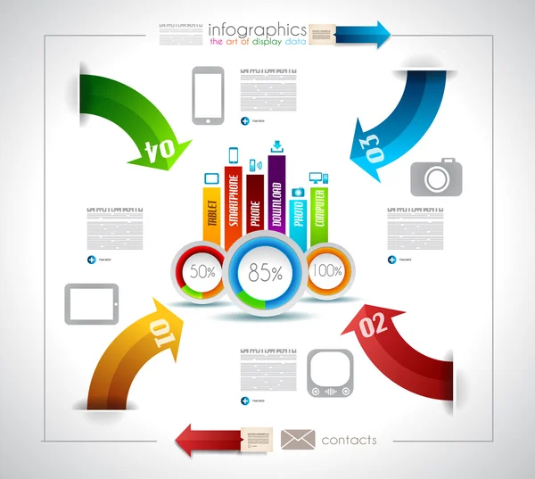 Modello di design infografico con tag cartacei — Vettoriale Stock