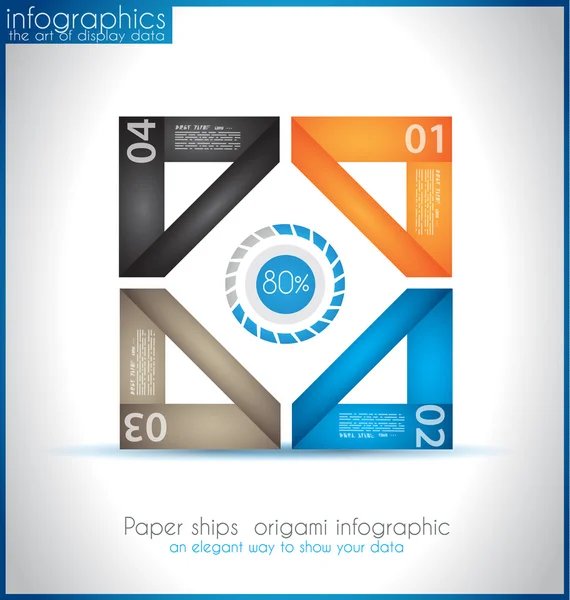 Papel formas origami infografías — Vector de stock